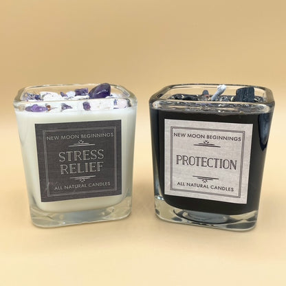 Two New Moon Beginnings Candles: Protection and stress relife