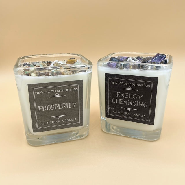 Two Moon Beginnings Candles: Prosperity and Energy Cleansing