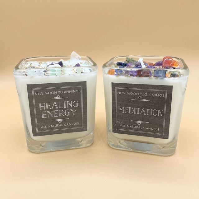 Two New Moon Beginnings Candles: Healing Energy and Medition